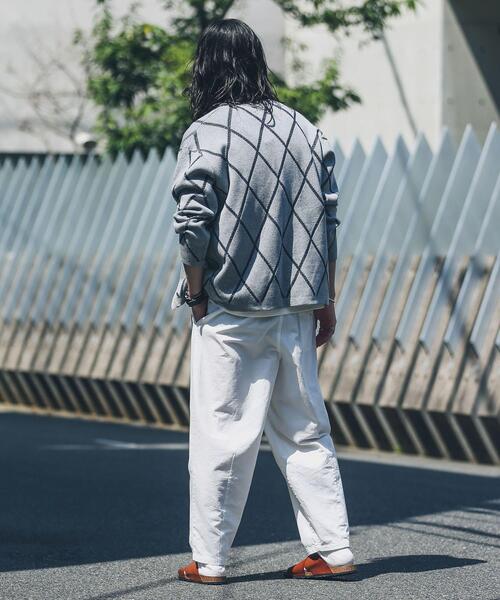 URBAN RESEARCH Sonny Label（アーバンリサーチサニーレーベル）の「『洗濯可』ダイヤパターンボタンレスカーディガン（カーディガン/ボレロ・メンズ・オフホワイト/グリーン/グレー・LARGE/MEDIUM）」の11枚目の写真