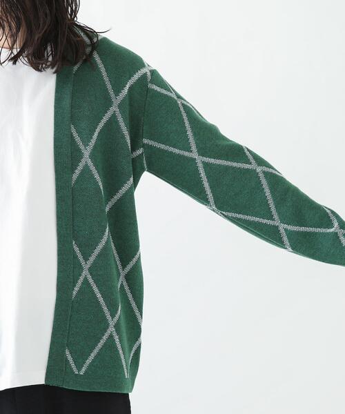 URBAN RESEARCH Sonny Label（アーバンリサーチサニーレーベル）の「『洗濯可』ダイヤパターンボタンレスカーディガン（カーディガン/ボレロ・メンズ・オフホワイト/グリーン/グレー・LARGE/MEDIUM）」の20枚目の写真