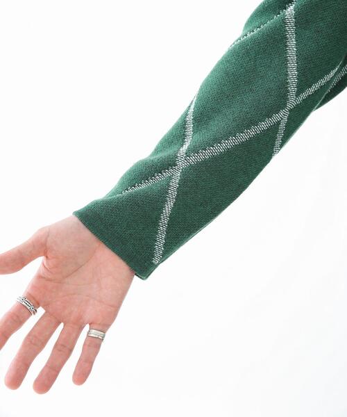 URBAN RESEARCH Sonny Label（アーバンリサーチサニーレーベル）の「『洗濯可』ダイヤパターンボタンレスカーディガン（カーディガン/ボレロ・メンズ・オフホワイト/グリーン/グレー・LARGE/MEDIUM）」の21枚目の写真