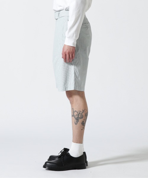 YOKE(ヨーク)の「YOKE/ヨーク/Garment Dye Stripe Belted Wide Shorts(その他パンツ・メンズ・グリーン/ライトグリーン/ブルー・1)」の15枚目の写真