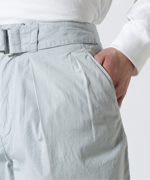 YOKE(ヨーク)の「YOKE/ヨーク/Garment Dye Stripe Belted Wide Shorts(その他パンツ・メンズ・グリーン/ライトグリーン/ブルー・1)」の18枚目の写真