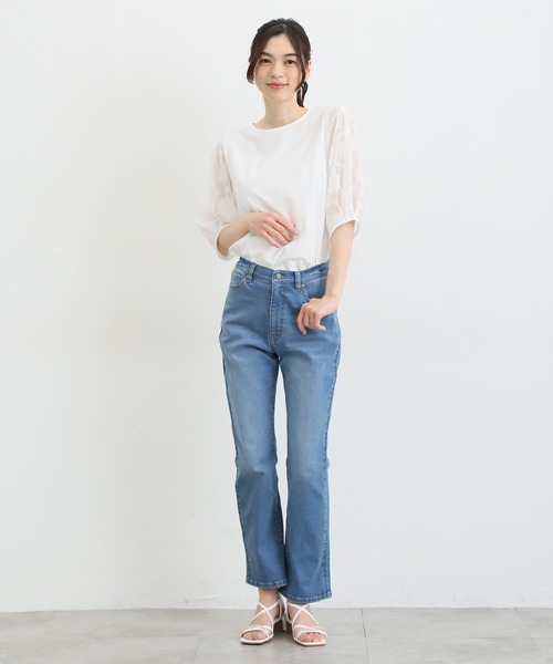 Honeys（ハニーズ）の「袖異素材使いトップス（Tシャツ/カットソー・レディース・ラベンダー/ブルー系その他/ブラック/ネイビー/アイボリー・L/M/S/LL）」の15枚目の写真