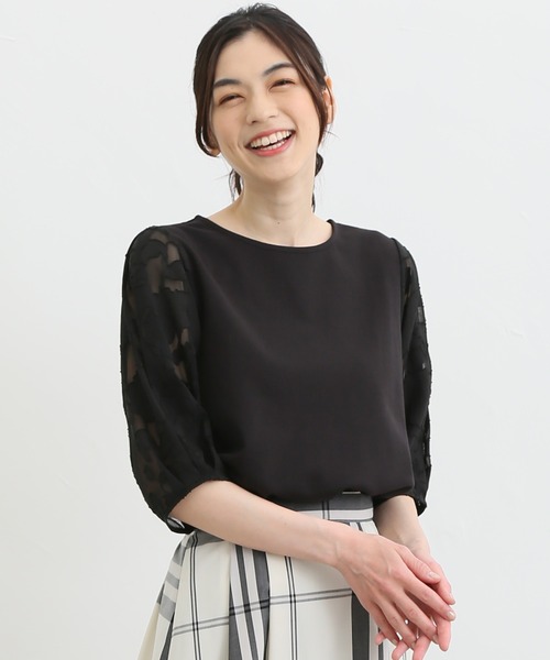 Honeys（ハニーズ）の「袖異素材使いトップス（Tシャツ/カットソー・レディース・ラベンダー/ブルー系その他/ブラック/ネイビー/アイボリー・L/M/S/LL）」の19枚目の写真