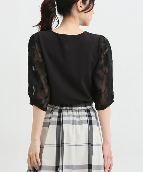 Honeys（ハニーズ）の「袖異素材使いトップス（Tシャツ/カットソー・レディース・ラベンダー/ブルー系その他/ブラック/ネイビー/アイボリー・L/M/S/LL）」の11枚目の写真