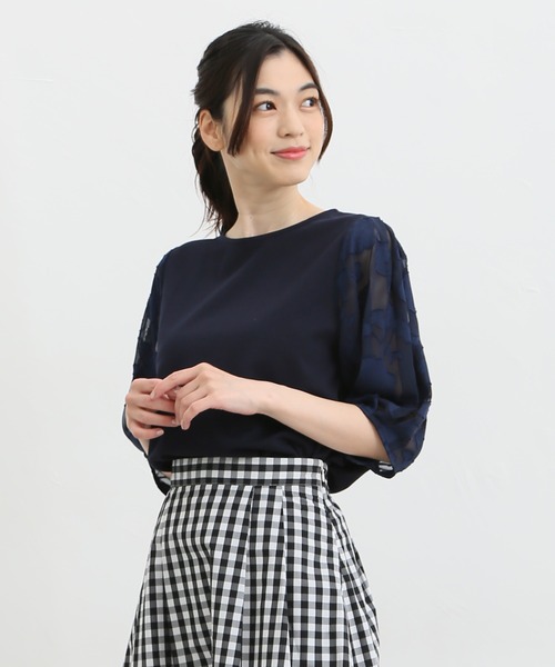 Honeys（ハニーズ）の「袖異素材使いトップス（Tシャツ/カットソー・レディース・ラベンダー/ブルー系その他/ブラック/ネイビー/アイボリー・L/M/S/LL）」の16枚目の写真