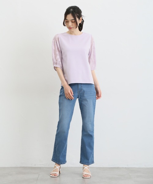 Honeys（ハニーズ）の「袖異素材使いトップス（Tシャツ/カットソー・レディース・ラベンダー/ブルー系その他/ブラック/ネイビー/アイボリー・L/M/S/LL）」の20枚目の写真