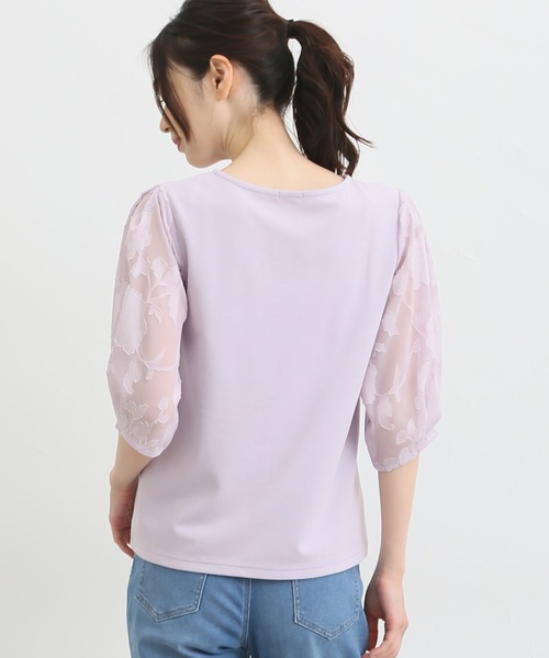 Honeys（ハニーズ）の「袖異素材使いトップス（Tシャツ/カットソー・レディース・ラベンダー/ブルー系その他/ブラック/ネイビー/アイボリー・L/M/S/LL）」の21枚目の写真