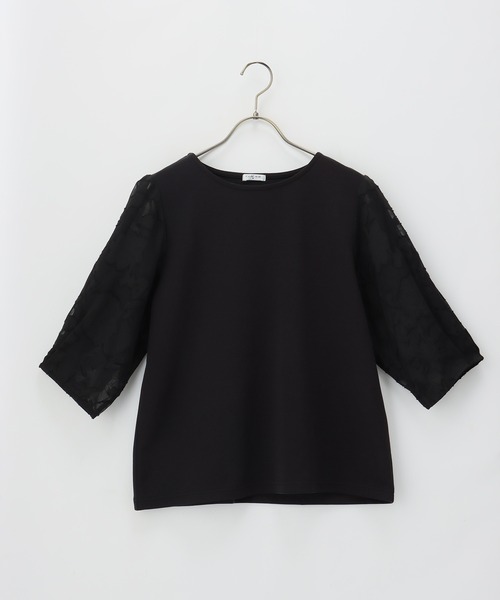 Honeys（ハニーズ）の「袖異素材使いトップス（Tシャツ/カットソー・レディース・ラベンダー/ブルー系その他/ブラック/ネイビー/アイボリー・L/M/S/LL）」の9枚目の写真