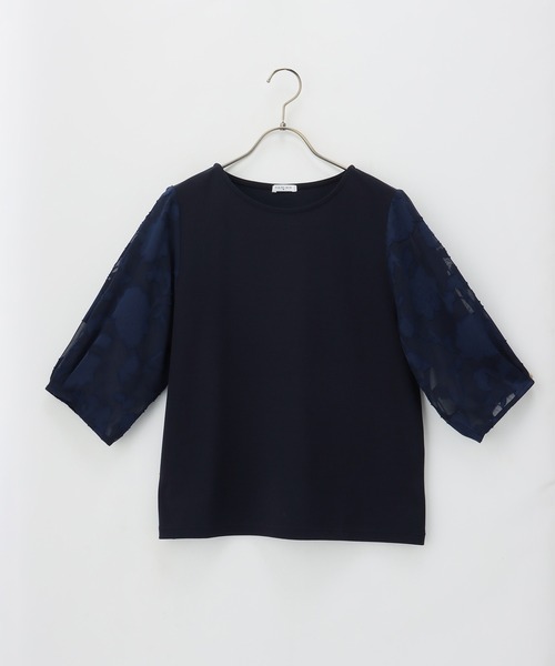 Honeys（ハニーズ）の「袖異素材使いトップス（Tシャツ/カットソー・レディース・ラベンダー/ブルー系その他/ブラック/ネイビー/アイボリー・L/M/S/LL）」の13枚目の写真