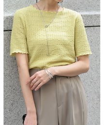 Re:EDIT | カットジャガードメロー半袖トップス(Tシャツ/カットソー)