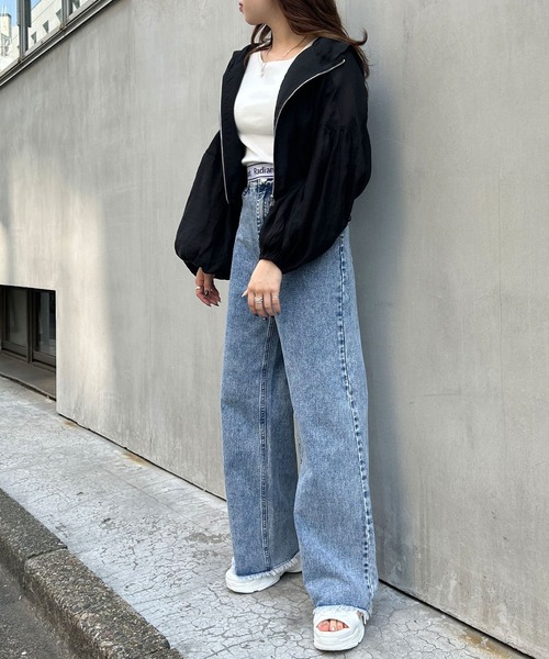 INGNI（イング）の「クロップドシアー／マウンテンパーカー（マウンテンパーカー・レディース・サックスブルー/ブラック/アイボリー・M）」の11枚目の写真