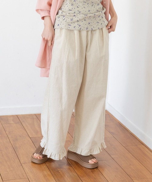 ☆最終お値下げネストローブリネン裾フリルパンツ studio CLIP