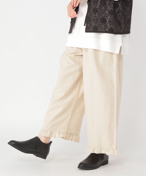 studio CLIP（スタディオクリップ）の「ノルマンディリネン混裾フリルパンツ（その他パンツ・レディース・アイボリー/ブラック/ブルー/ピンク・FREE）」の15枚目の写真
