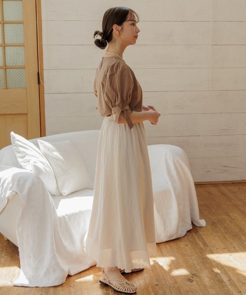 flower（フラワー）の「メロウギャザースカート（スカート・レディース・ブラック/アイボリー・FREE）」の20枚目の写真