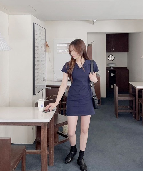 SONA（ソナ）の「SONA ワンポイントバックリボン半袖ミニワンピース（ワンピース・レディース・ブラック/ネイビー/ピンク・FREE）」の4枚目の写真