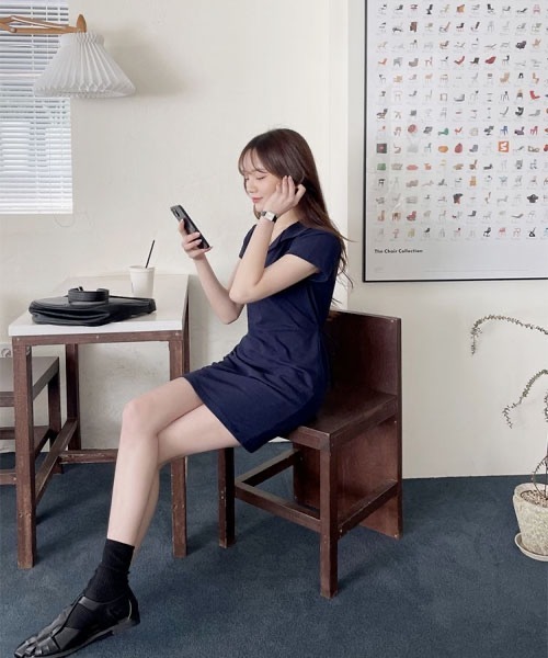 SONA（ソナ）の「SONA ワンポイントバックリボン半袖ミニワンピース（ワンピース・レディース・ブラック/ネイビー/ピンク・FREE）」の6枚目の写真