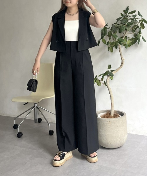 prose verse（プロズヴェール）の「ショートジレ×タックワイドパンツセットアップ（セットアップ・レディース・ブラック/グレー・MEDIUM）」の12枚目の写真