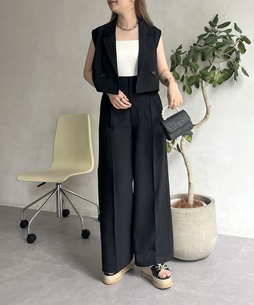 prose verse（プロズヴェール）の「ショートジレ×タックワイドパンツセットアップ（セットアップ・レディース・ブラック/グレー・MEDIUM）」の13枚目の写真