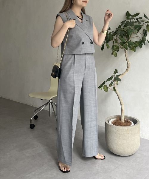 prose verse（プロズヴェール）の「ショートジレ×タックワイドパンツセットアップ（セットアップ・レディース・ブラック/グレー・MEDIUM）」の22枚目の写真