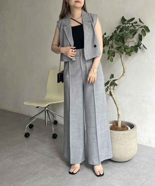 ベスト×ワイドレッグパンツ セットアップ S〜XL ベストセットアップタックワイドパンツ(パンツ) | Alphabet's