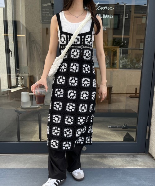 nemne store(ネンネストア)の「《Delfy》かぎ針編みキャミワンピース(ワンピース・レディース・アイボリー/ブラック・フリー)」の11枚目の写真