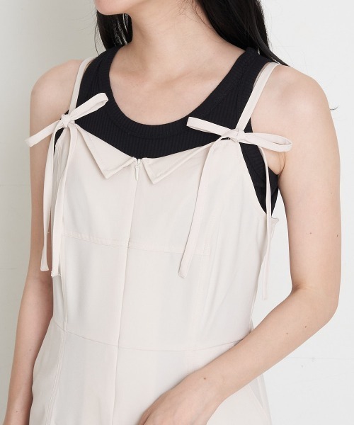 A de a.v.v（アードアー・ヴェ・ヴェ）の「麻ライクバックオープンプリーツドッキングキャミワンピ（ワンピース・レディース・アイボリー/ブラック・SMALL/MEDIUM）」の14枚目の写真