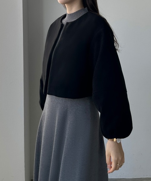 Louere(ルエレ)の「コクーンスリーブショートブルゾン(ブルゾン・レディース・ダークベージュ/ブラック/グレイッシュベージュ・SMALL/MEDIUM/LARGE/X-LARGE)」の7枚目の写真