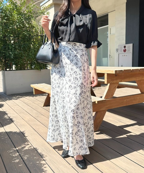 プープレ ばらのつぼみ ボウタイブラウス スカート イエロー 5.6