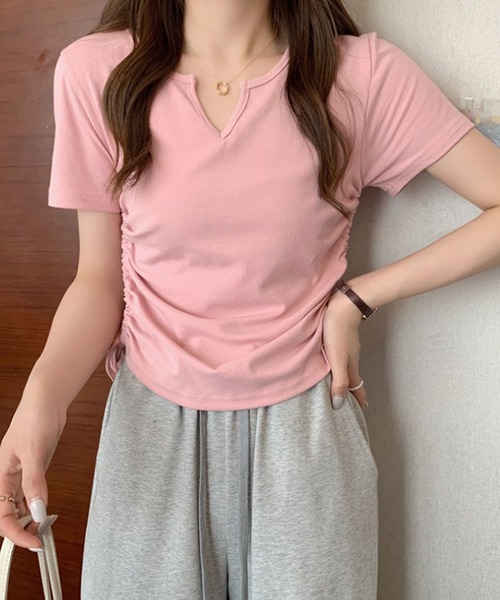 Amulet（アミュレット）の「サイドドロストリボンシャツ（シャツ/ブラウス・レディース・グレー/ブラック/ピンク/ホワイト・M/L/XL）」の8枚目の写真