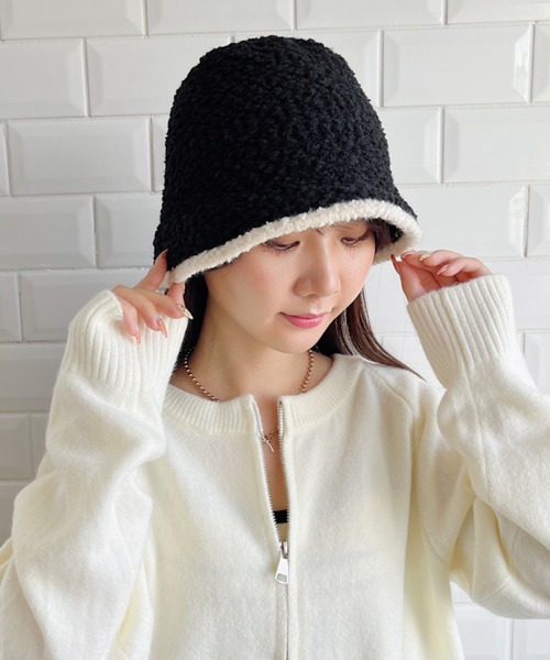 CLEA(クレア)の「ラインモチーフボアバケットハット(ハット・レディース・ベージュ系その他/ベージュ/ブラック/アイボリー・FREE)」の20枚目の写真