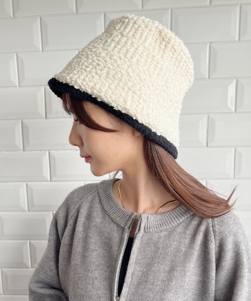 CLEA(クレア)の「ラインモチーフボアバケットハット(ハット・レディース・ベージュ系その他/ベージュ/ブラック/アイボリー・FREE)」の11枚目の写真