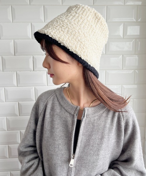 CLEA(クレア)の「ラインモチーフボアバケットハット(ハット・レディース・ベージュ系その他/ベージュ/ブラック/アイボリー・FREE)」の12枚目の写真