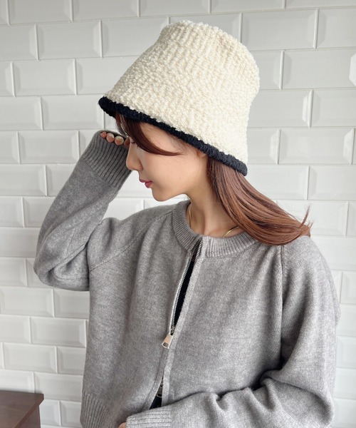 CLEA(クレア)の「ラインモチーフボアバケットハット(ハット・レディース・ベージュ系その他/ベージュ/ブラック/アイボリー・FREE)」の13枚目の写真