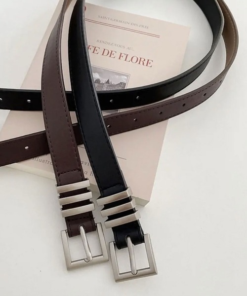 BARELY BLUE（ベアリーブルー）の「【 BARELY BLUE / ベアリーブルー 】 スクエア マット バックル ベルト / ユニセックス（ベルト・レディース・ブラウン/キャメル/ブラック・FREE）」の2枚目の写真