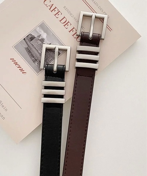 BARELY BLUE（ベアリーブルー）の「【 BARELY BLUE / ベアリーブルー 】 スクエア マット バックル ベルト / ユニセックス（ベルト・レディース・ブラウン/キャメル/ブラック・FREE）」の4枚目の写真