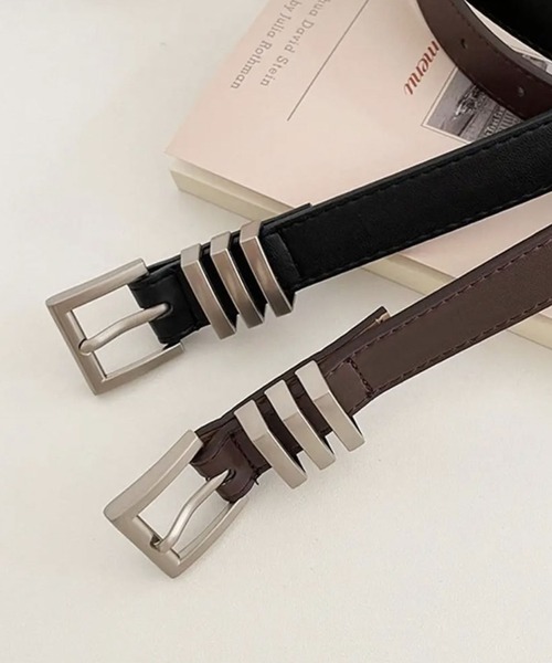 BARELY BLUE（ベアリーブルー）の「【 BARELY BLUE / ベアリーブルー 】 スクエア マット バックル ベルト / ユニセックス（ベルト・レディース・ブラウン/キャメル/ブラック・FREE）」の6枚目の写真