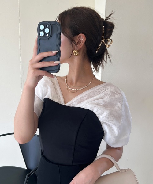 ROYAL PARTY(ロイヤルパーティー)の「ビスチェ切替ドッキングトップス(Tシャツ/カットソー・レディース・ベージュ/ピンク/ブラック・FREE)」の2枚目の写真