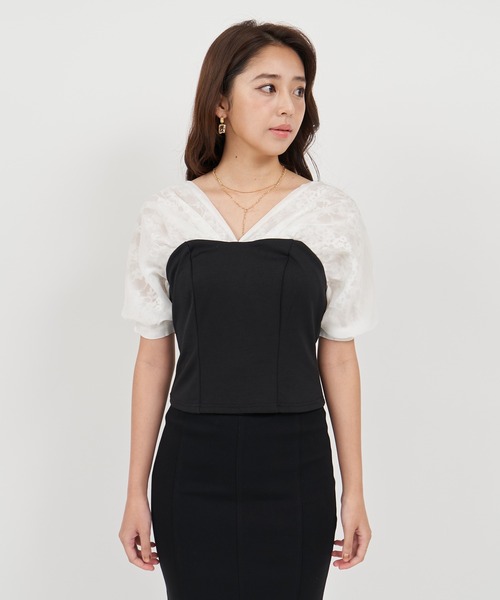 ROYAL PARTY(ロイヤルパーティー)の「ビスチェ切替ドッキングトップス(Tシャツ/カットソー・レディース・ベージュ/ピンク/ブラック・FREE)」の20枚目の写真