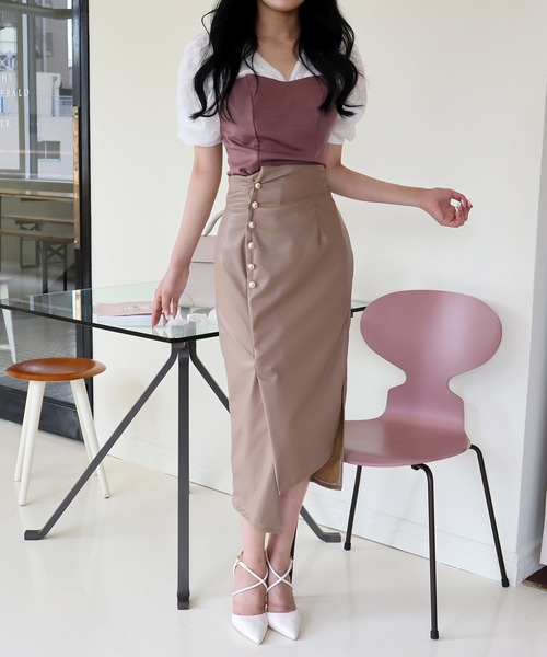 ROYAL PARTY(ロイヤルパーティー)の「ビスチェ切替ドッキングトップス(Tシャツ/カットソー・レディース・ベージュ/ピンク/ブラック・FREE)」の11枚目の写真