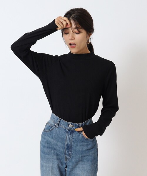 SHOO・LA・RUE（シューラルー）の「◆ランダムテレコ プチハイネック長袖インナー（Tシャツ/カットソー・レディース・ナチュラル/ホワイト系/ブラック・04/02/03）」の4枚目の写真