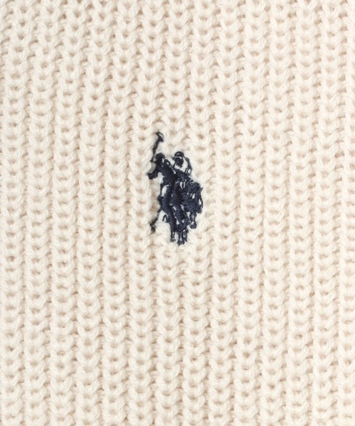 U.S. POLO ASSN.（ユーエスポロアッスン）の「U.S. POLO ASSN./ユーエスポロアッスン オーバーサイズ ニット ロゴ ワンポイント刺繍 畦編み ハーフジップ セーター/レディース メンズ（ニット/セーター・メンズ・ブラック/アイボリー/ベージュ/ネイビー/グリーン・M/L/LL）」の15枚目の写真