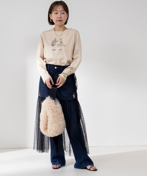 NOLLEY’S（ノーリーズ）の「K.KプリントロンT（Tシャツ/カットソー・レディース・ベージュ/アイボリー/イエロー/オフホワイト・38）」の6枚目の写真