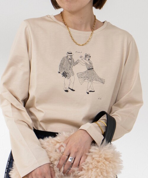 NOLLEY’S（ノーリーズ）の「K.KプリントロンT（Tシャツ/カットソー・レディース・ベージュ/アイボリー/イエロー/オフホワイト・38）」の9枚目の写真