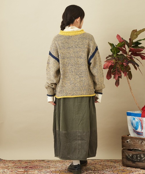 CUBE SUGAR（キューブシュガー）の「バルキーミックスニットライン入りカーディガン（カーディガン/ボレロ・レディース・レッド/グリーン/イエロー・M）」の7枚目の写真