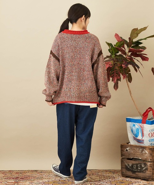 CUBE SUGAR（キューブシュガー）の「バルキーミックスニットライン入りカーディガン（カーディガン/ボレロ・レディース・レッド/グリーン/イエロー・M）」の10枚目の写真