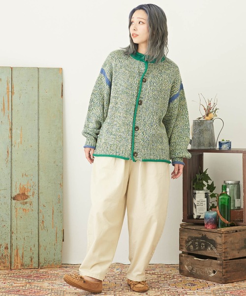 CUBE SUGAR（キューブシュガー）の「バルキーミックスニットライン入りカーディガン（カーディガン/ボレロ・レディース・レッド/グリーン/イエロー・M）」の12枚目の写真