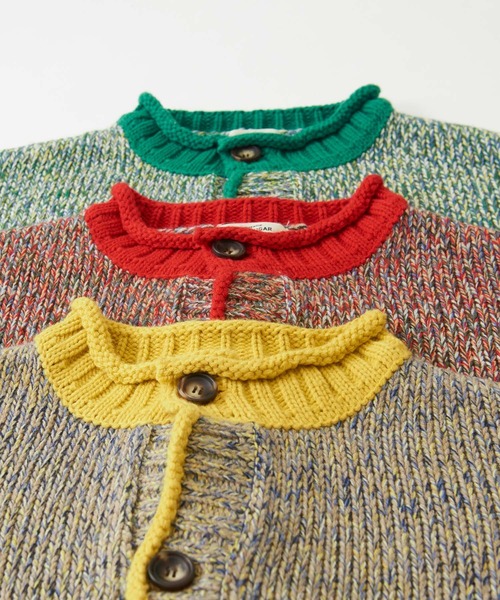 CUBE SUGAR（キューブシュガー）の「バルキーミックスニットライン入りカーディガン（カーディガン/ボレロ・レディース・レッド/グリーン/イエロー・M）」の21枚目の写真