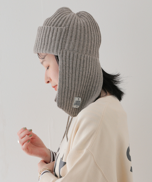 JOURNAL STANDARD relume（ジャーナルスタンダード　レリューム）の「HAMILTON KNIT フライトキャップ（ニットキャップ/ビーニー・メンズ・グレー/ブラック系その他/ブルー・FREE）」の14枚目の写真