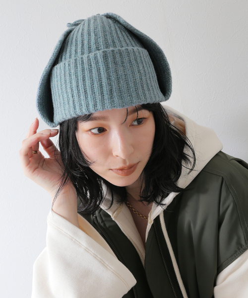 JOURNAL STANDARD relume（ジャーナルスタンダード　レリューム）の「HAMILTON KNIT フライトキャップ（ニットキャップ/ビーニー・メンズ・グレー/ブラック系その他/ブルー・FREE）」の15枚目の写真