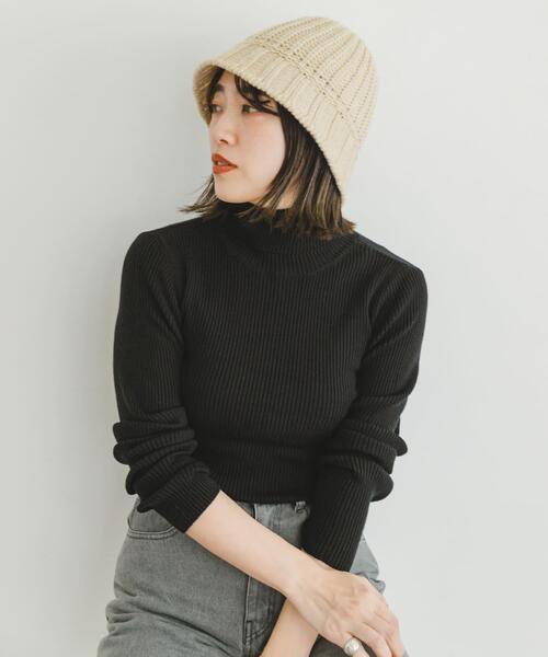 ITEMS URBANRESEARCH（アイテムズ アーバンリサーチ）の「ニットバケットハット（ハット・レディース・ブラック/アイボリー・-）」の3枚目の写真